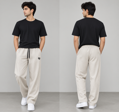 Men’s Off-White Relaxed Fit Jogger Pants – Casual Drawstring Trousers