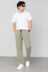 Men’s Beige Casual Drawstring Pants – Relaxed Fit Trousers