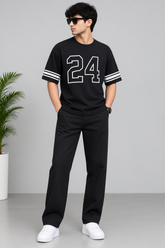 Men’s Black 24 Graphic Oversized T-Shirt