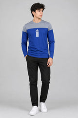 Men’s White & Brown Colorblock Full Sleeve T-Shirt