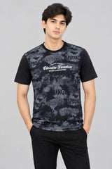 Men’s White & Grey Graphic Print T-Shirt – Short Sleeve Casual Tee