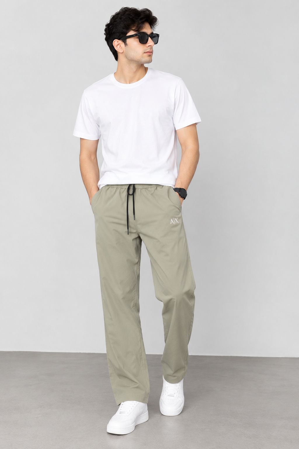 Men’s Beige Casual Drawstring Pants – Relaxed Fit Trousers