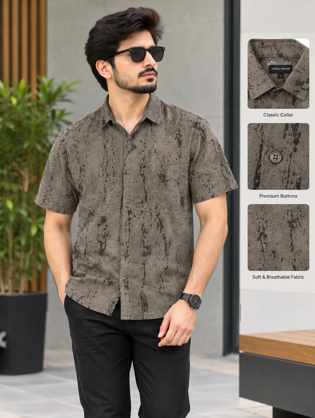 Men’s Premium Printed Casual Shirt – Classic Fit