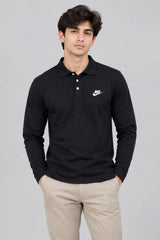 Men’s Black Full Sleeve Polo Shirt – Classic Casual Style