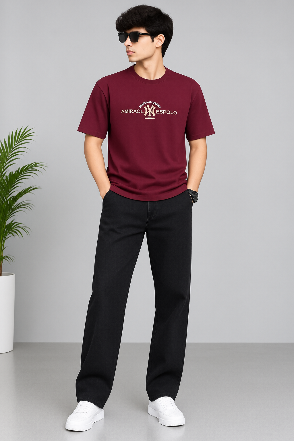 Premium Men’s Casual Maroon Graphic T-Shirt